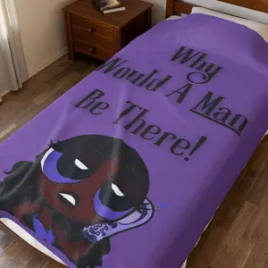 Why Would A Man Be There Plush Blanket | Purple Cartoon Woman Phone Illustration