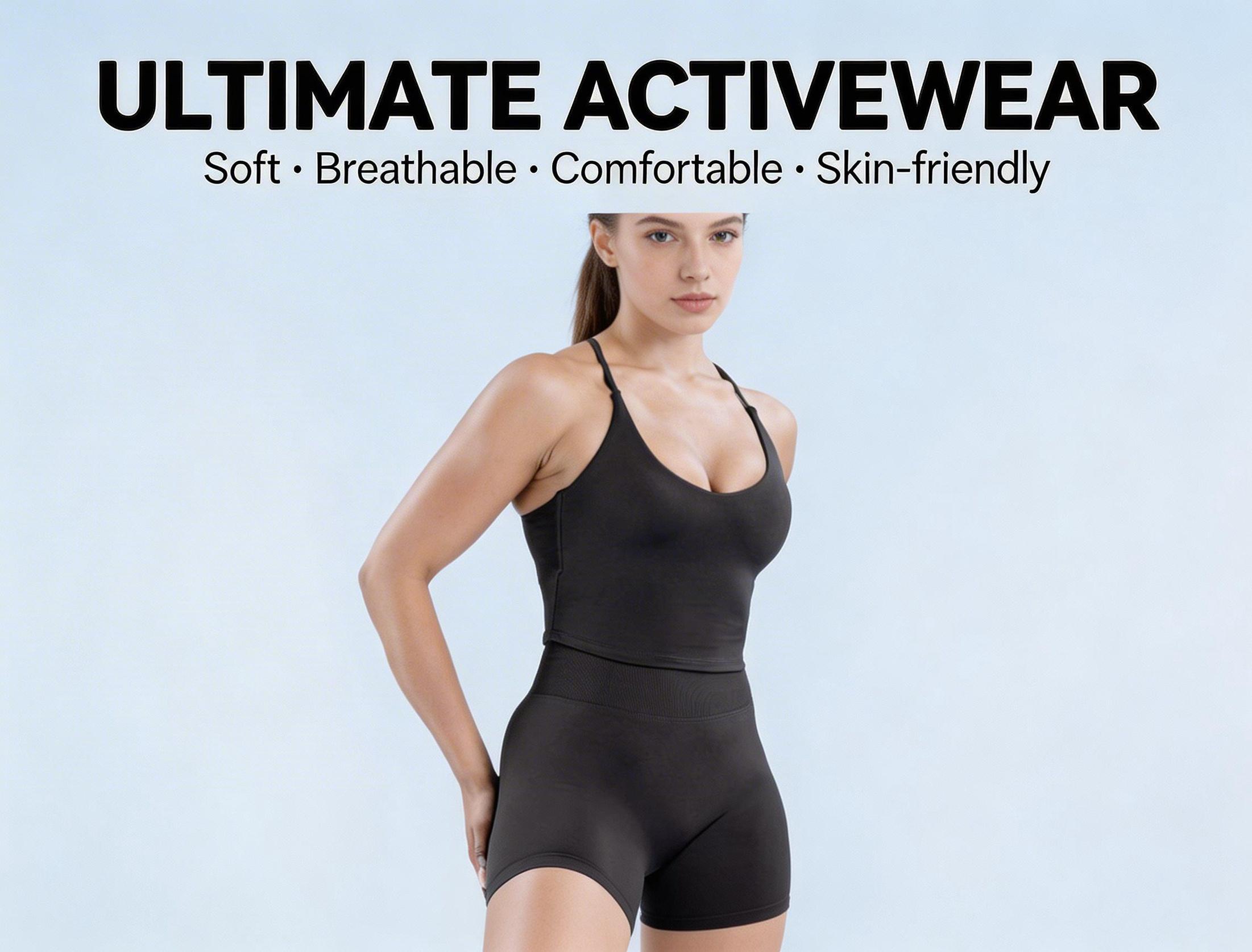 High Elastic Cross Back Racerback Yoga Top  Removable Padded Sports Bra, No Bounce Gym Tank Set For Women