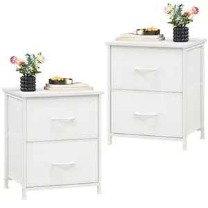 Somdot Large Capacity Storage Organizer with Wood Top & Metal Frame Fabric Storage Tower 2 Drawers Bedroom Chest of Drawers for Closet Entryway Versatile Design Modern Chest of Drawers for Bedroom Closet Living Room