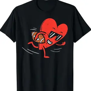 Heart American Football Valentines Day Boys Men Kids Sports T-Shirt Tshirt Menswear