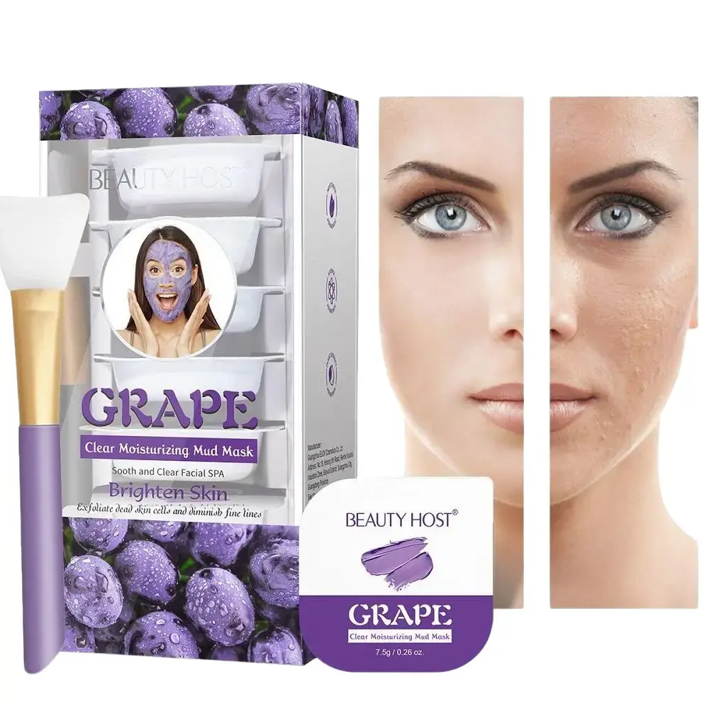 Beauty Host Clarifying Mud Mask Moisturizing, Firming, Oil Control+ 1 Free Silicone Brush Hydrate Skincare Gentle Clear Brightening Chocolate