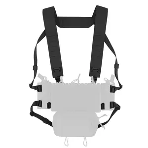 Krydex Tactical Chest Rig Padded Shoulder Strap Laser Cut H-Harness Fat Shoulder Waist Back Strap for Micro Fight Chassic Placard Cordura 500D & Nylon Universal Strap - Protective Gear