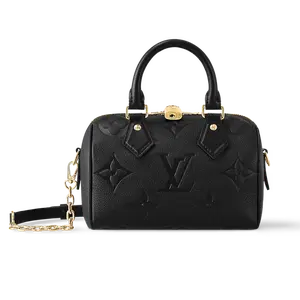 Louis Vuitton Speedy 20 Classic Monogram Pillow Bag for Women, Embossed Grain Leather, Shoulder and Handbag, Black