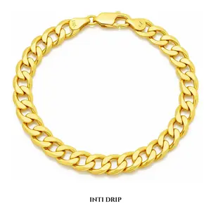 INTI DRIP 10k & 14K Yellow Gold Cuban Curb Bracelet 6.5mm - 7.5mm Made in Italy Solid Gold Luxury Jewelry Hypoallergenic Durable Shine