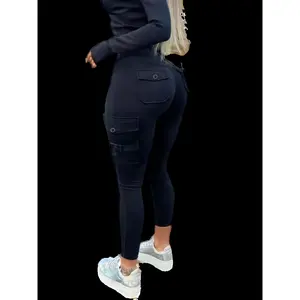 Women'S Casual Pants, Women'S Spring And Autumn All-Match Trousers, Tight-Fitting And Slim-Fitting Small Pants, Patch Pocket Pants