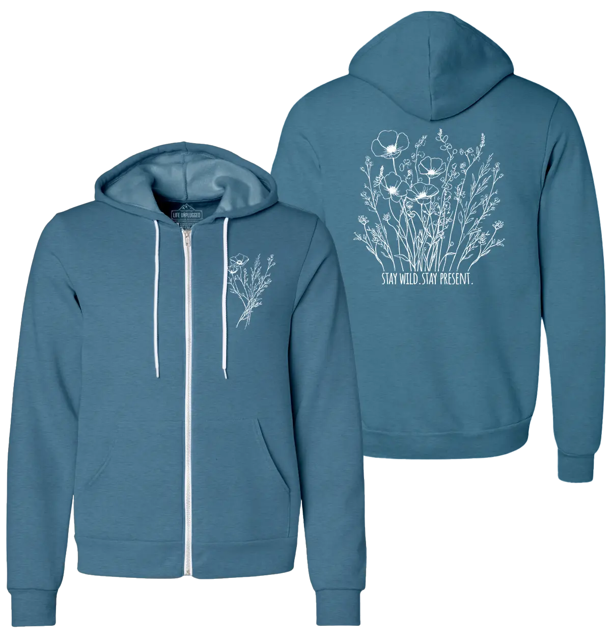 WILDFLOWER Supersoft Midweight Zip Up Hoodie SMALL - HEATHER DEEP TEAL BLOWOUT