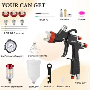 RRJ A610 LVLP  Spray Gun，airbrudh gun for Car & House DIY Painting With One-Piece Body, Teflon Coating, Superior Atomization, Higher Transfer Efficiency & Easy Operation high capacity container automotive mode adjustable High-Pressure Aluminum Kit