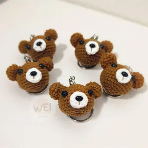 Crochet BEAR Keychain, Amigurumi Stuffed Mini Bear Toy Plush, Crochet Animal, Handmade Knitted Bear Head, Cute Gift for Her