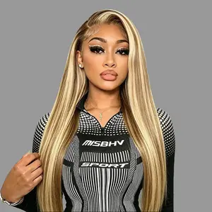 13x4 Glueless P4/613 Highlight Wig Human Hair HD 613 Lace Front Wig Ombre Brown Honey Blonde Colored Human Hair Wigs Super Double Drawn Bone Straight Lace Frontal Wig 100% Human Hair 180% Density Pre Plucked