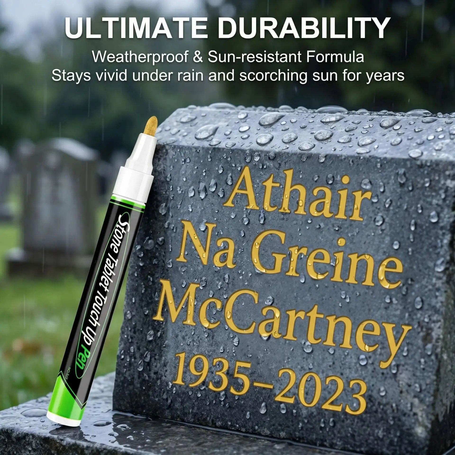 Paint Marker Pen for Restorer Gravestone Lettering Waterproof Stone Tablet Touch Up Pen Pet Memorial Grave Marker Professional Permanent Markers