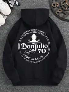 Vintage Celebration Men's Pullover Hoodie Featuring a Unique LIMITED EDITION TEQUILA 70TH ANNIVERSARY Commemorative Print with 1942 Year Motif Perfect for Retro Inspired Street Style and Casual Wear