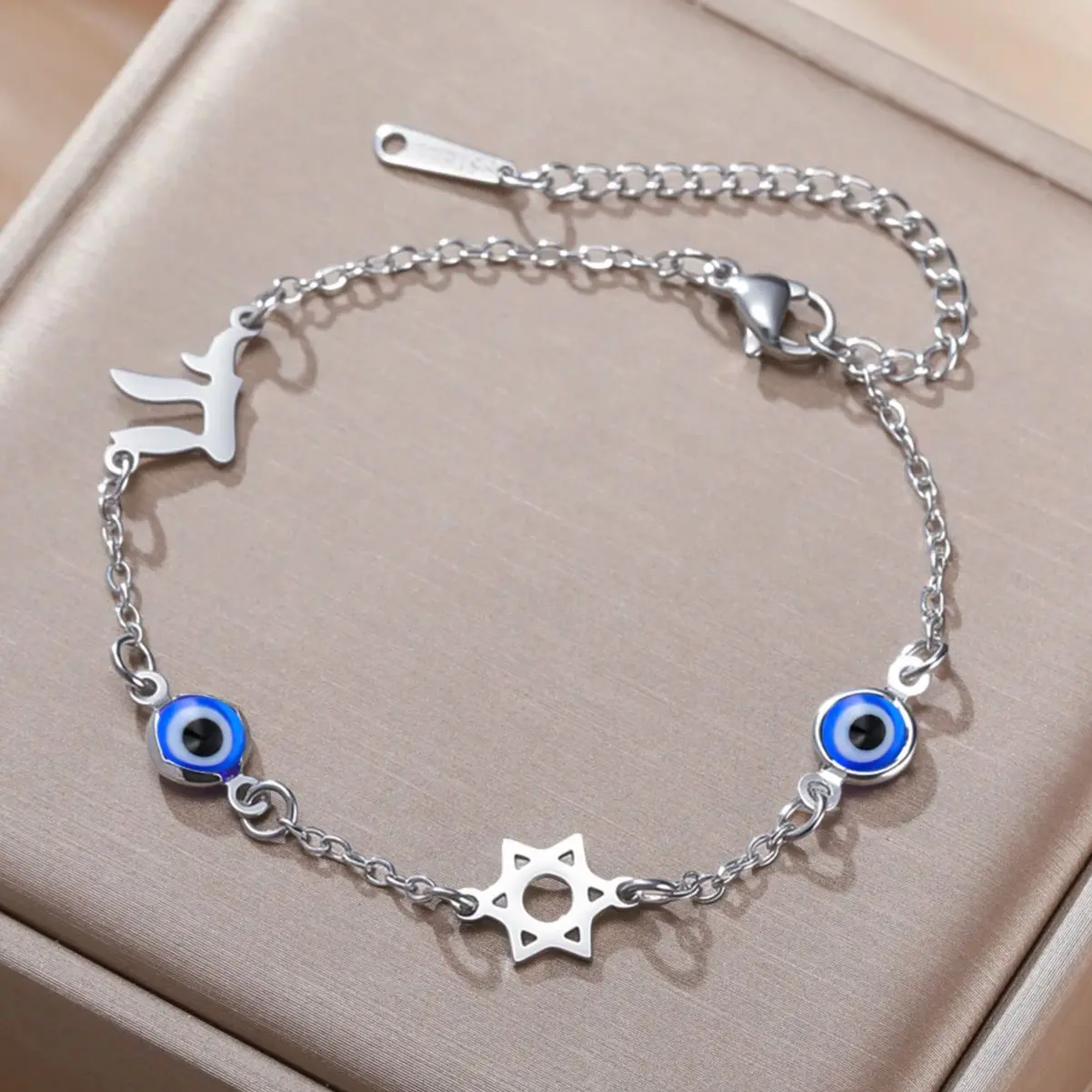 Cazador Stainless Steel Star of David Hebrew Chai Evil Eye Charm Bracelets for Women Bracelets Hexagram Jewish Jewelry 2026
