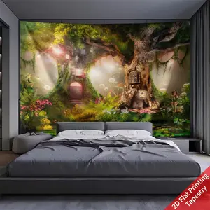 Bookshelf Tapestry, Horizontal Design, 90g Polypropylene Fabric, Perfect for Living Room and Bedroom Decor, Indoor Wall Art, Includes Installation Kit, Wall Hanging Tapestry