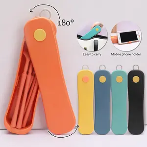 Cross Border Innovative Rotating Box Wheat Straw Cutlery Set for Students Travel