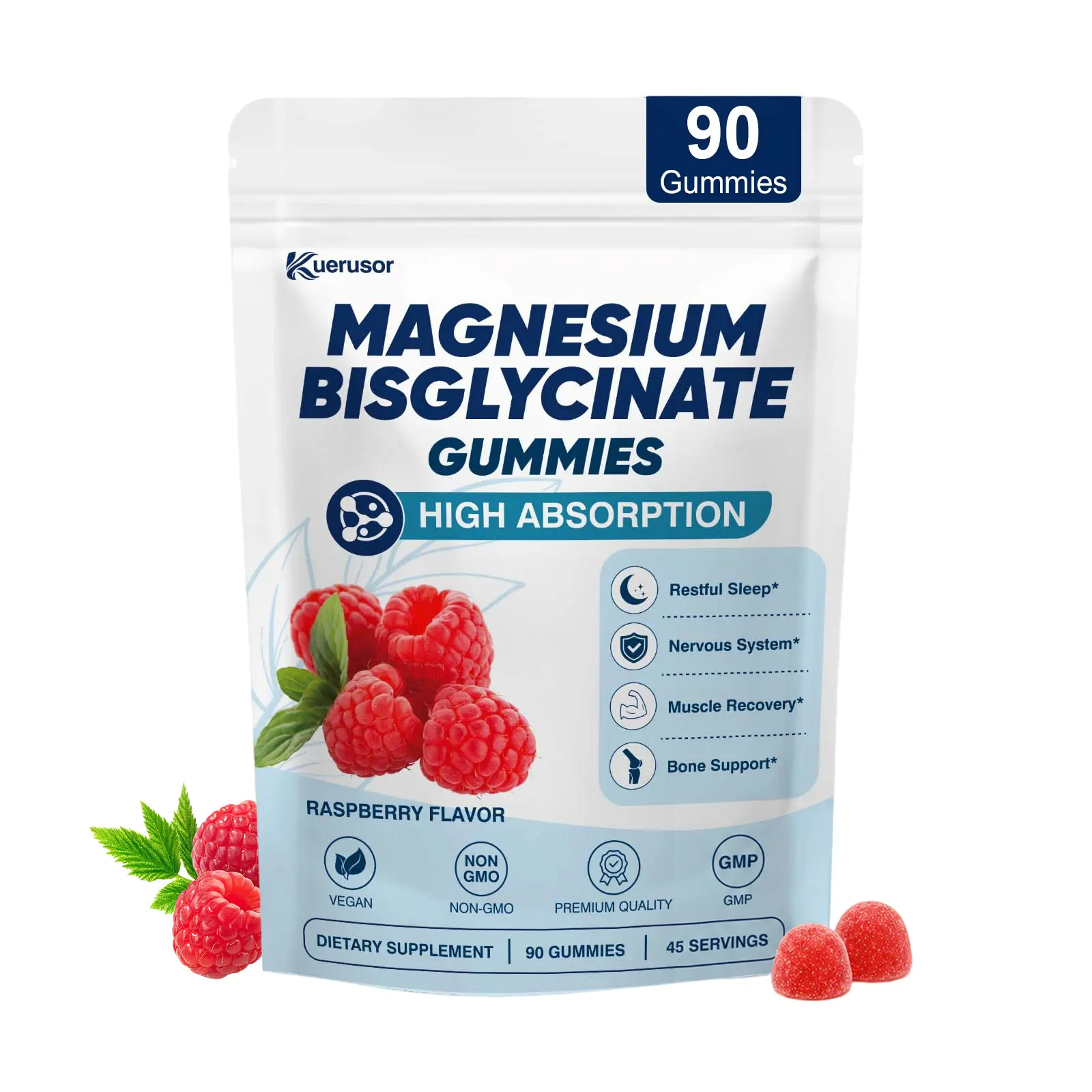 Magnesium Glycinate Gummies, 400mg High-Absorption Magnesium Sleep & Recovery Supplement | Sea Salt Raspberry Flavor, Supports Muscle & Nerve Function, Promotes Relaxation & Daily Wellness, Sleep Support – 90 Gummies