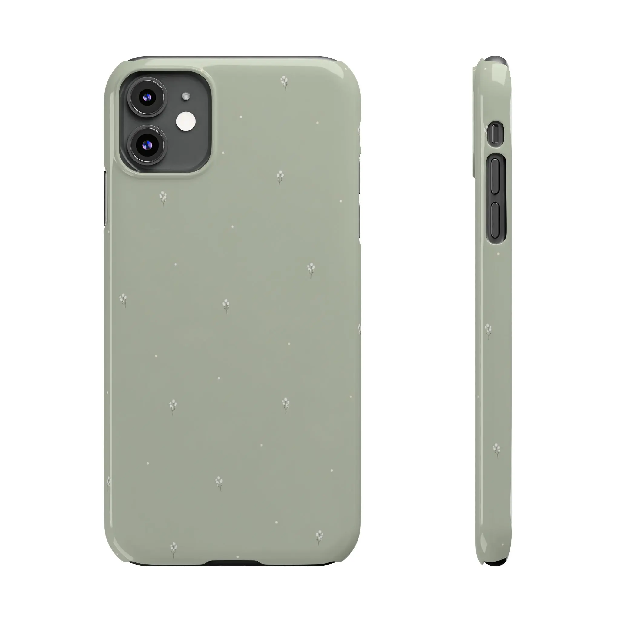 Minimal Tiny Arrows Polycarbonate Smartphone Casing - Sage Green Slim Protective Shell for Handheld Cellphone Devices, Wireless Charging Compatible