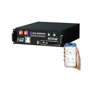 ECO-WORTHY Cubix100 48V 100Ah LiFePO4 Solar Rechargeable Lithium Battery with Bluetooth, UL1973 & UL9540A & CEC Listed, 5120Wh Server Rack Battery for Solar Energy Storage, Home Backup Power, Solar Rechargeable Battery