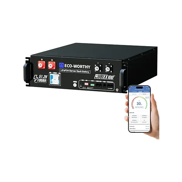 ECO-WORTHY Cubix100 48V 100Ah LiFePO4 Home Electrical Power Supply with Storage Rack, 5120Wh Capacity, Active BMS, UL9540A Fire Safety Certification, Bluetooth Monitoring, 10-Year Warranty Readiness