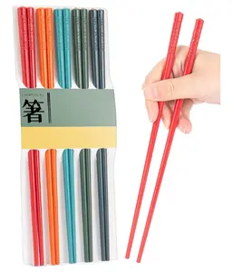 5 Pairs Dishwasher Safe Fiberglass Chopsticks Set,9.5 Inch Reusable Japanese Chinese Chopsticks , Non-Slip, Easy to Use (colorful ) (9.5 inch, colorful)