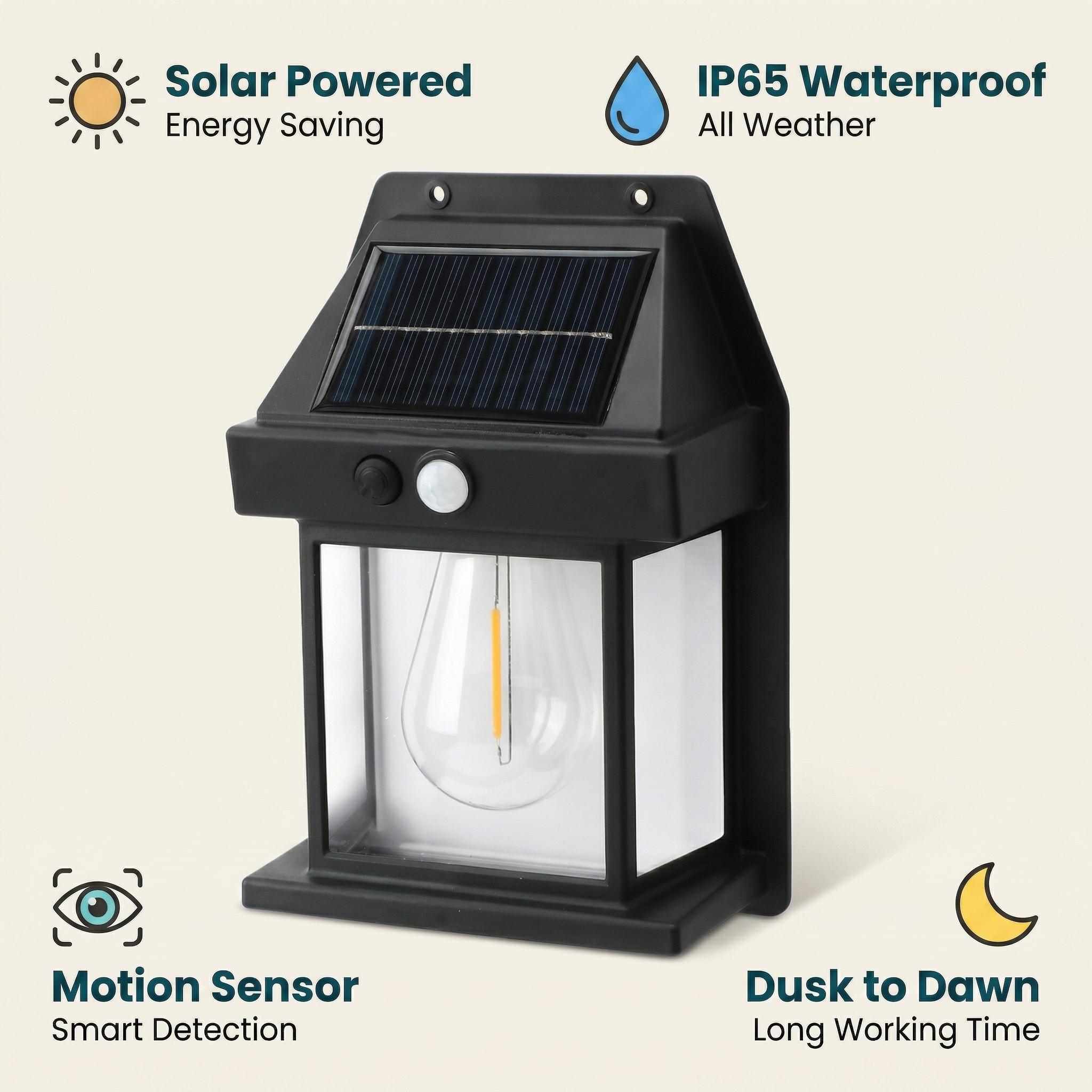 4 Pack Solar Motion Sensor Outdoor Wall lantern Lights mount - IP65 Waterproof, 3 Modes Dusk to Dawn Auto, Wireless Security eco friendly Lights Flood for Garden Patio Garage Pathway (Modern Black)