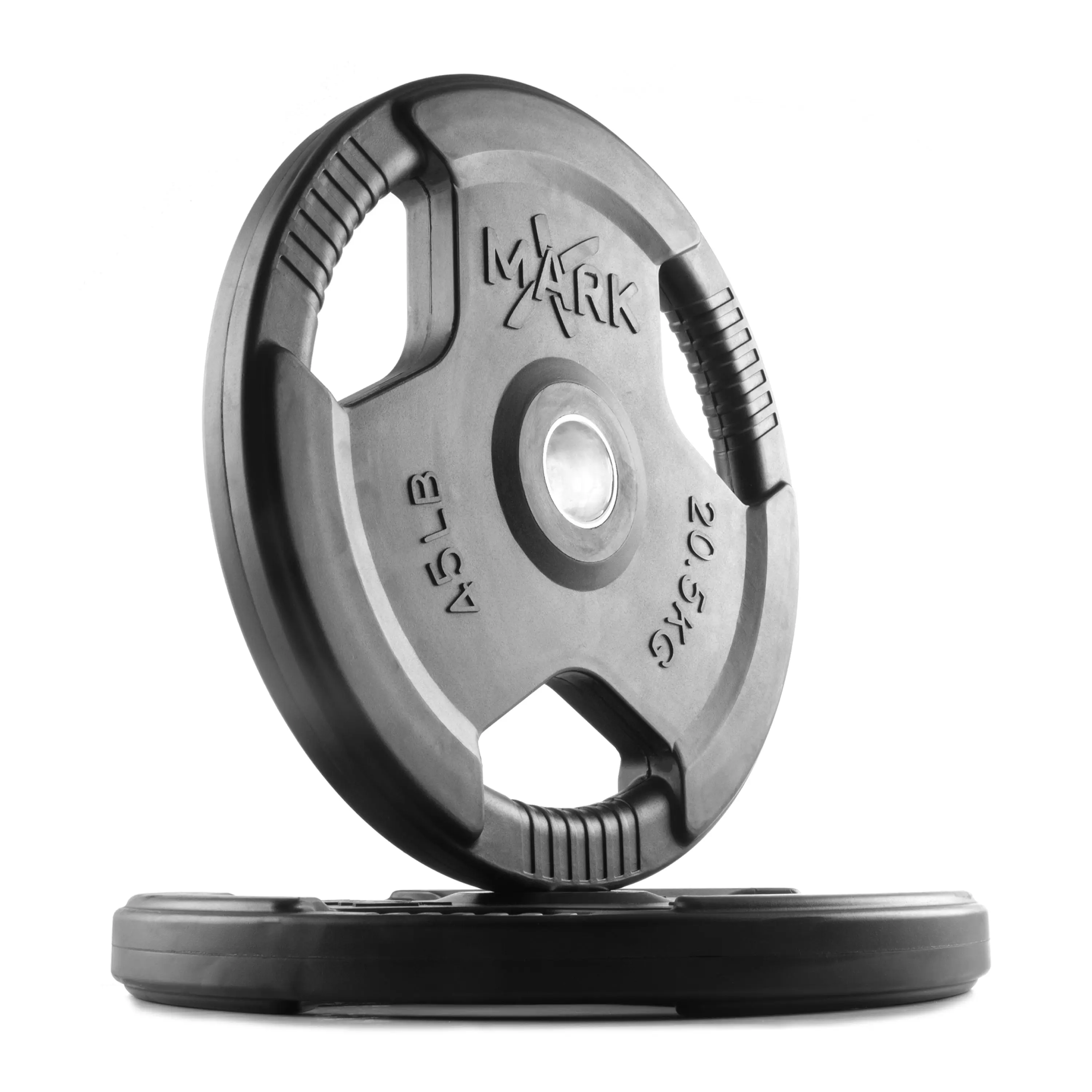 XMark Tri‑Grip Olympic Weight Plates – Rubber-Coated, Sold in Pairs & Sets