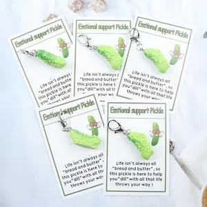 Emotional Support Pickle Cute Keychain Set, Pickle Themed Keychains, Inspirational Quotes & Resin Charms, Perfect Gifts for Weddings, Birthdays, Graduations