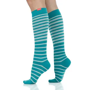 VIM & VIGR Falling Stripe Knee-High Compression Socks (Nylon) Graduated Compression Support for Circulation, All-Day Comfort for Work, Travel & Everyday Wear
