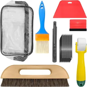 11-in-1 Set Wallpaper Smoothing Tool Kit with Felt Edge Scraper & Storage Bag, Professional Tools for Wallpaper Installation and Backsplash