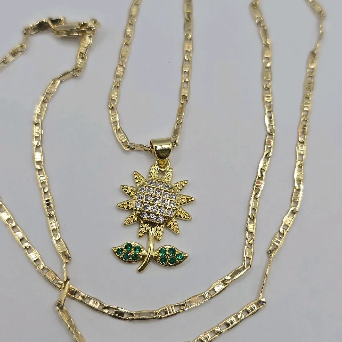 sunflower beautiful  style multi-stones new necklace  gold-plated  22"inches