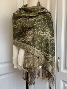 1pc Women's Paisley Print Fringed Scarf for Fall and Winter, Lightweight Bohemian Shawl, Soft Skin-Friendly Fashion Accessory, Fringe Trim Shawl, Boho Style Scarf