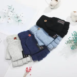 4 Pairs Winter Flip Top Velvet Gloves Cover Convertible Mittens Warm Plush Thick Winter Gloves Fashion Accessories