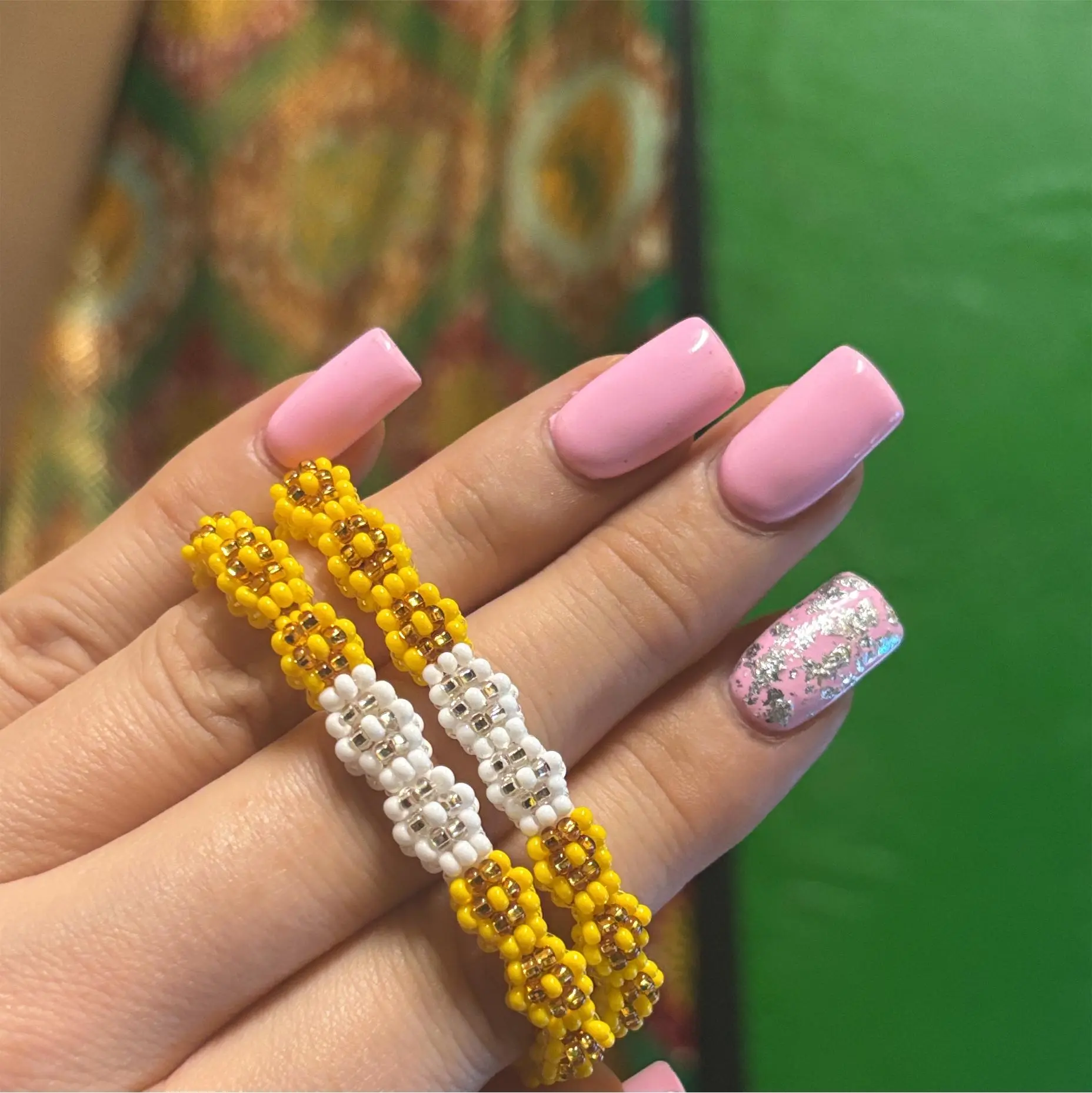 Ochun and Obatala Ilde Beaded Bracelet, Flower Style for a Traditional Look, Unisex Fit Cultural Wear Jewelry, Daily