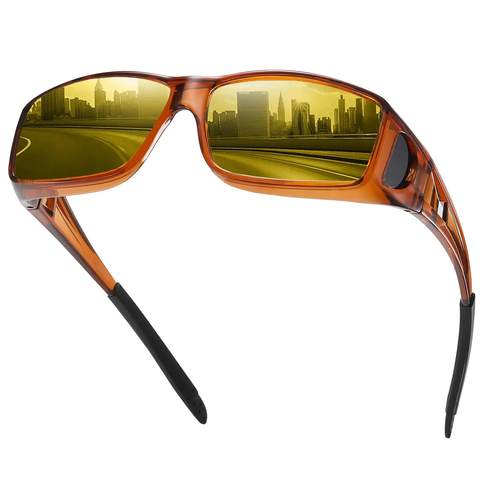 HAOLOTA Night Vision Driving Glasses Anti-Glare Polarized Yellow Lenses Fit Over Glasses for Men Women Unisex Design Enhance Night Drive Safety High Quality glasses