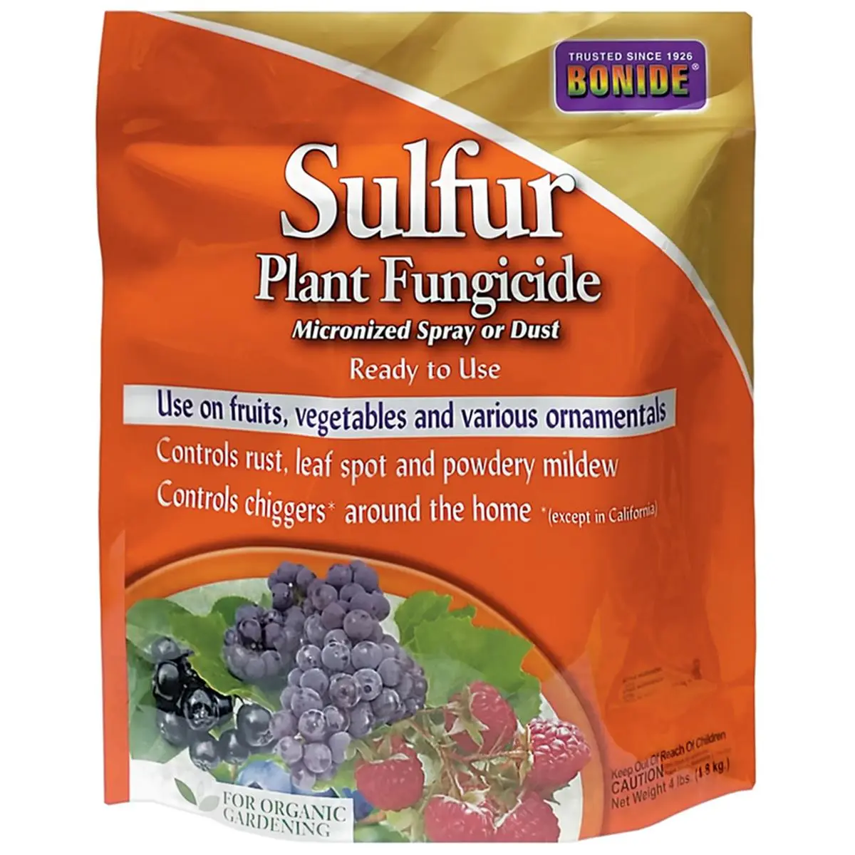 Bonide Organic Sulfur Fungicide - 4 lbs, High Quality Material Garden & Greenhouse Plant Disease Control, Controls Chiggers