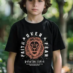 Faith Over Fear Kids Christian Tee Faith Based T-shirt Youth T-shirt Christianity Jesus T-shirt For Kids Christian Clothes  Child Of God