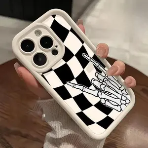 Checkered Skeleton Pattern Case for iPhone 17 Pro Max 16 Plus 15 14 13 12 11 Air E Soft TPU Bumper Drop Protection Rugged Durable Back Cover for Boy.QXB181M73512