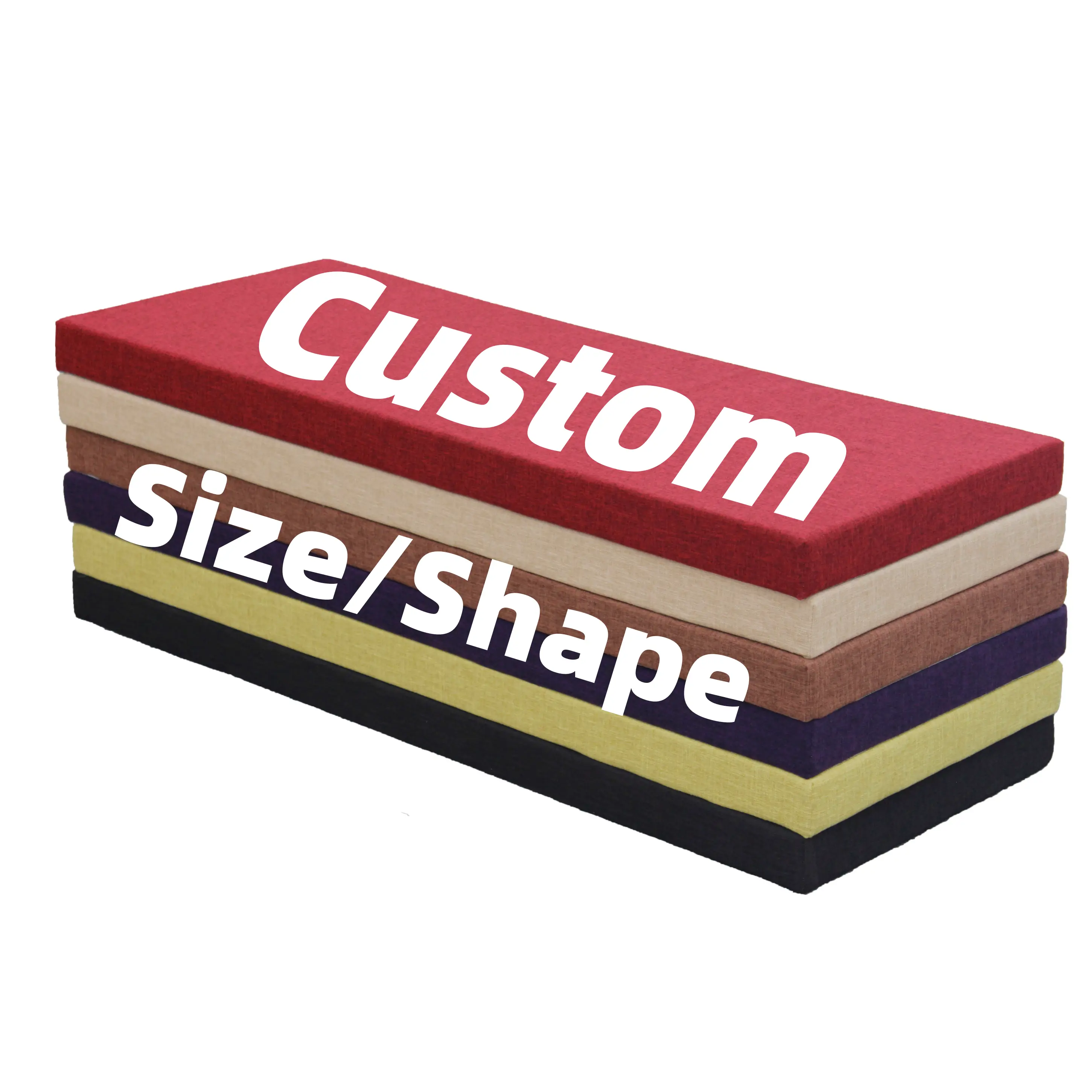 Custom Bench Cushions for Indoor Outdoor Furniture, Bay Window Seat Cushion, Non-Slip Waterproof Deep Seating for Garden Chair, Daybed Foam Mattress Pad