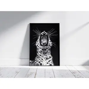 [Sale off up to 65%][Free Ship][No Frame] Fashion Stylish Wall Art Print - Trendy Leopard Roar Print - Black and White - Home Decor - Printable Wall Art POSTER