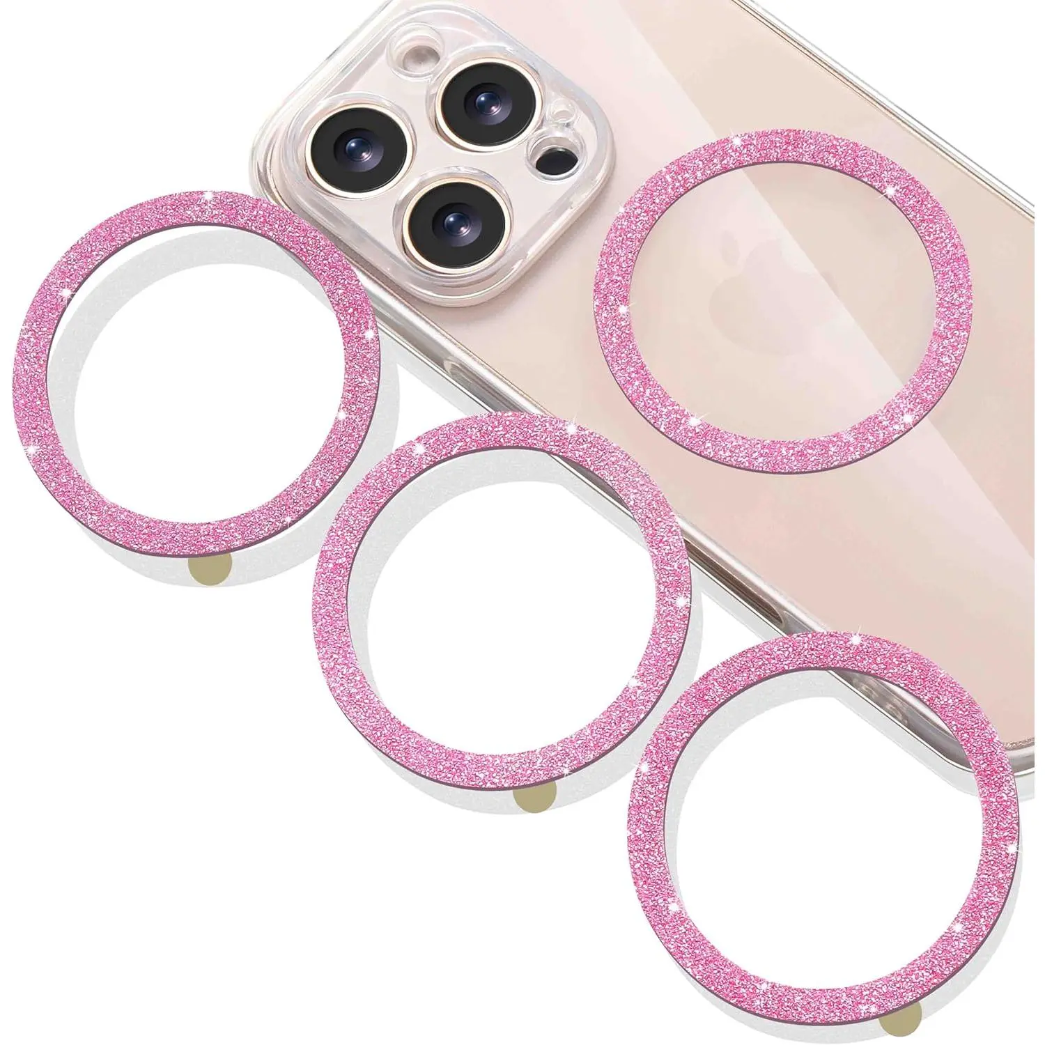Glitter Metal Rings (4 Pack) - MagSafe-Compatible Accessories for Smartphone Casing, Cellphone Cases, Device Mount-Phone Holder Conversion Kit, Cover, Protection