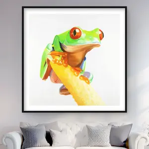 Begin Home Decor C1FM4848Z9XLF8 Curious Red Eyed Frog - Framed Matted Print Wall Art for Home Decor - 48 x 48 in.