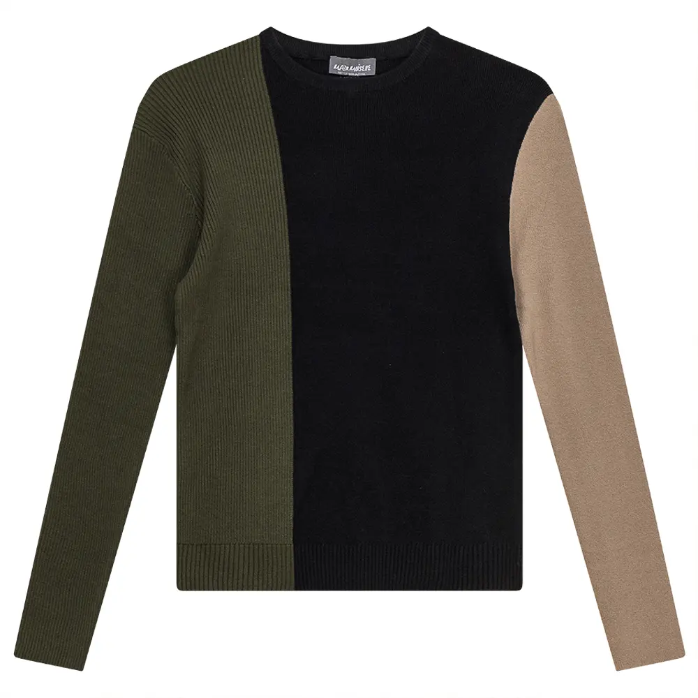 Color Blocked Rib Combo Sweater - Long Sleeve Knitwear, Available in Multiple Colors, Women's Womenswear, Polyester Blend