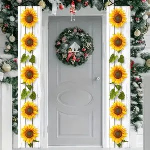 2D Flat Banner Door Sign Pair, Sunflower Welcome Hanging Banners, Spring Summer Porch Flags, Party Decorations, No Power Needed