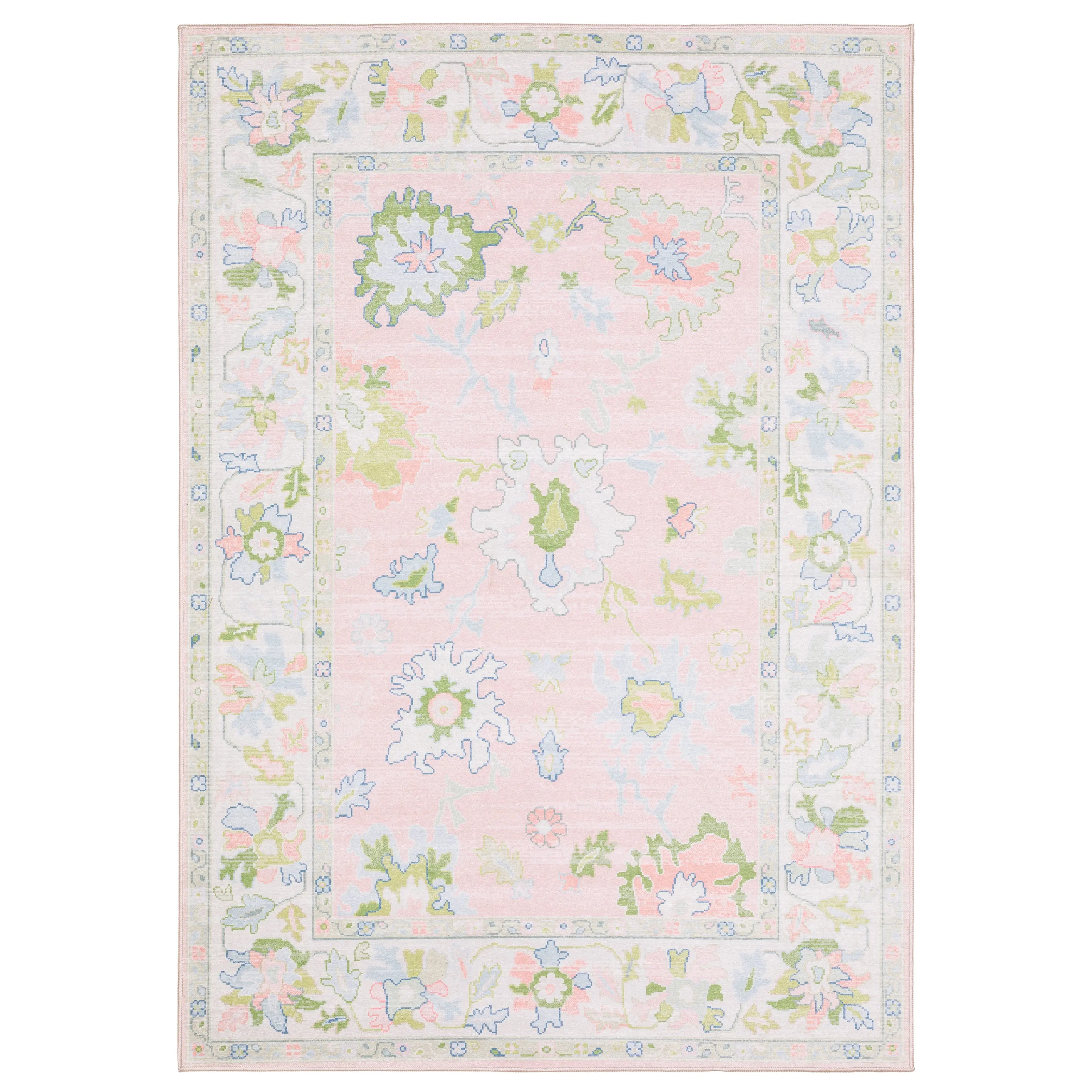 Oriental Weavers Addison ADD04 Pink Green Traditional Machine Printed Rug