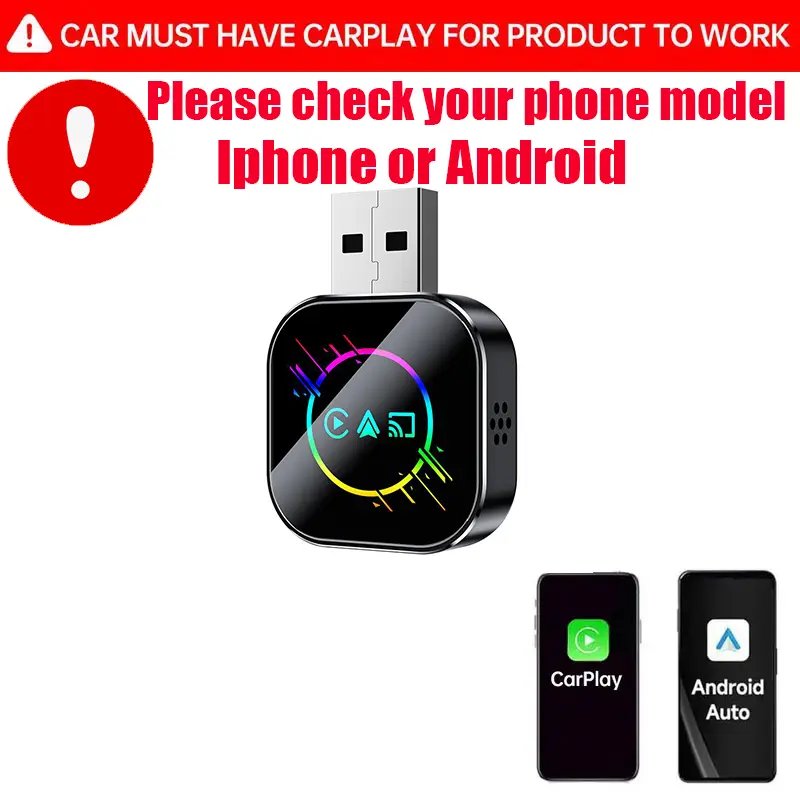 Enhanced 3-in-1 Wireless CarPlay Mirror Link Adapter — Instantly transforms your wired CarPlay into a wireless connection. Features a sleek, stable, and compact plug-and-play design with full support for CarPlay and AirPlay.