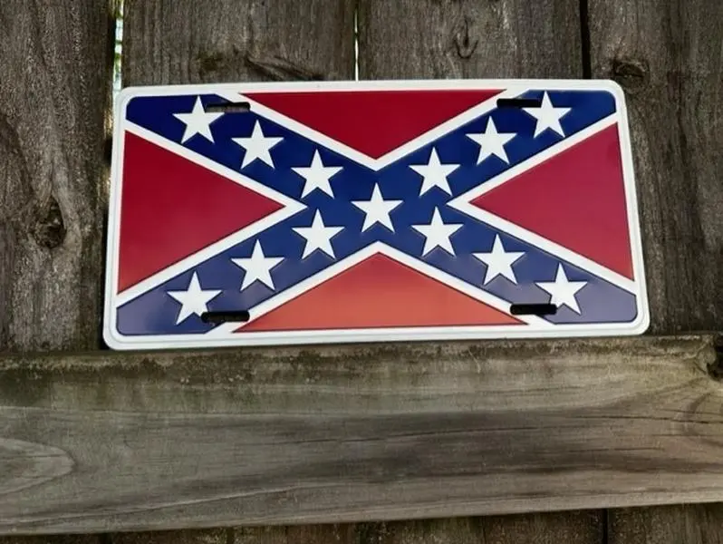 Rebel Flag License Plate- 100% Aluminum, 12 x 6, Pre-Drilled for Easy Installation, Car Tag Gift