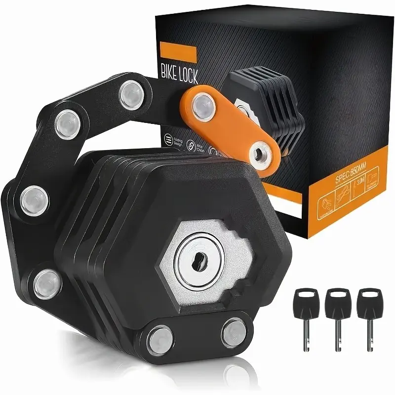 Bicycle Lock - Folding Lock - Finnish Lock Core - 26pcs - Key/Lock Holder/Strap/Screw - Catalpa Alloy