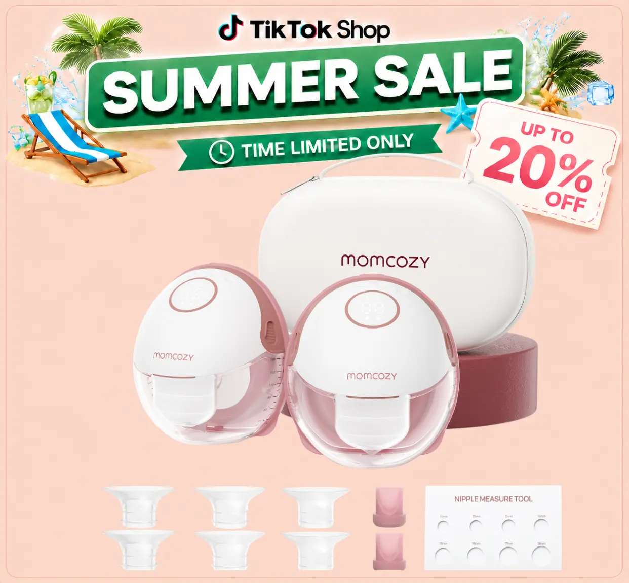 【Live Only】Momcozy  Hands-Free Mobile Breast Pump | M6, Wearable Breast Pump, Ideal Rhythm, DoubleFit Flange, Better Fit, More Discreet, 3 Modes and 9 Levels, 24mm