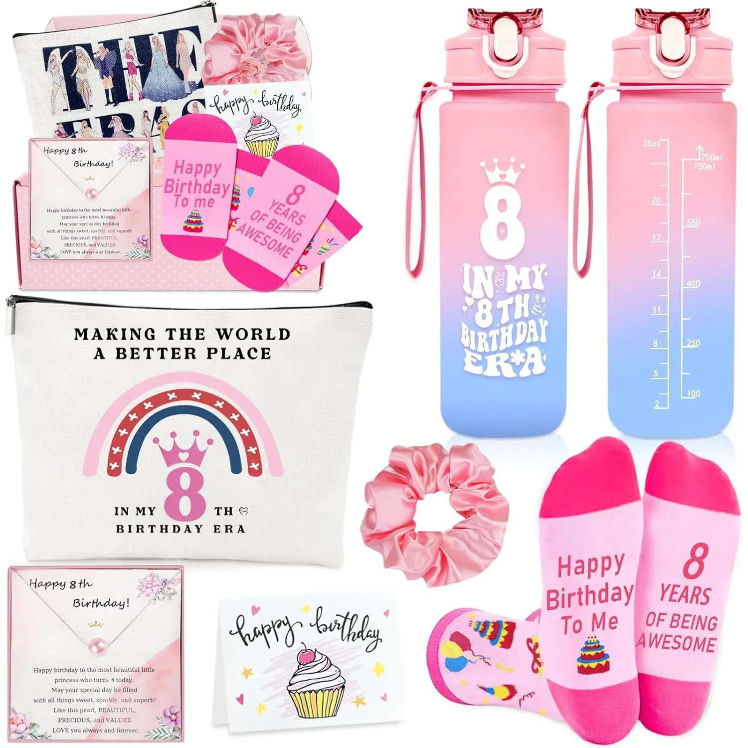 8 Year Old Girl Gifts, Gifts for 8 Year Old Girls Beautiful Teen Girl,  Birthday  Ideas for Daughter, Sister, Niece, Granddaughter, 8th Birthday Decorations for Teen Girls Set of 6
