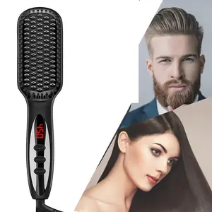 Advanced Electric Multifunctional Ceramic Straightening Brush Beard Comb, Negative Ion Fast Heating, Adjustable Temperature, Home Use, Valentine Gift, Hair Straightening Brush