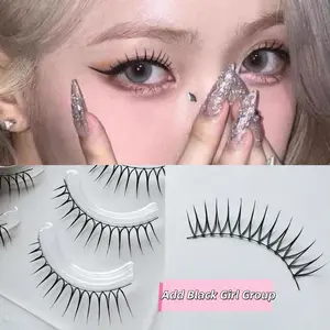 W6+Black Encryption Girl Group False Eyelash! Love Bean girl group on camera with entire U-shaped Korean style eyelashes Makeup